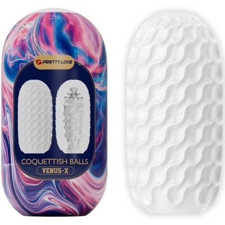 PRETTY LOVE - MASTURBADOR MASCULINO DE SILICONE COQUETTISH BALLS BRANC