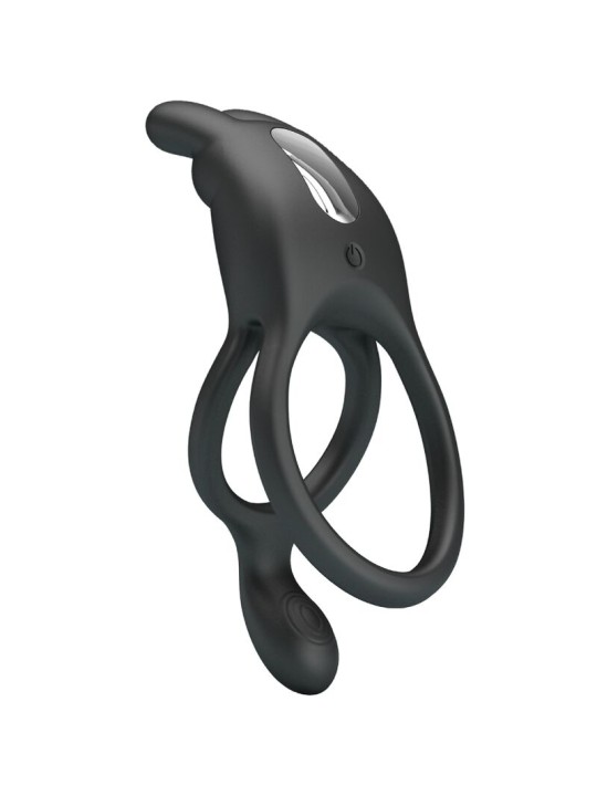 PRETTY LOVE - SETH DOUBLE VIBRATING RING RABBIT 7 VIBRATIONS BLACK