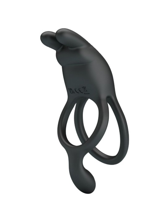 PRETTY LOVE - SETH DOUBLE VIBRATING RING RABBIT 7 VIBRATIONS BLACK