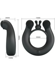PRETTY LOVE - ANELLO VIBRANTE DAHLIA + STIMOLATORE CLITORIDEO 12 VIBRA