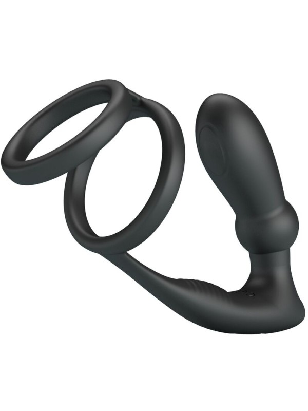 PRETTY LOVE - EMONI PENIS RING + ANAL PLUG 12 VIBRATIONS BLACK