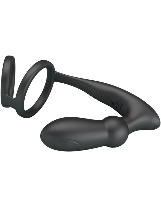 PRETTY LOVE - EMONI PENISRING + ANAL PLUG 12 VIBRATIONEN SCHWARZ
