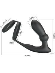PRETTY LOVE - EMONI PENIS RING + ANAL PLUG 12 VIBRATIONS BLACK