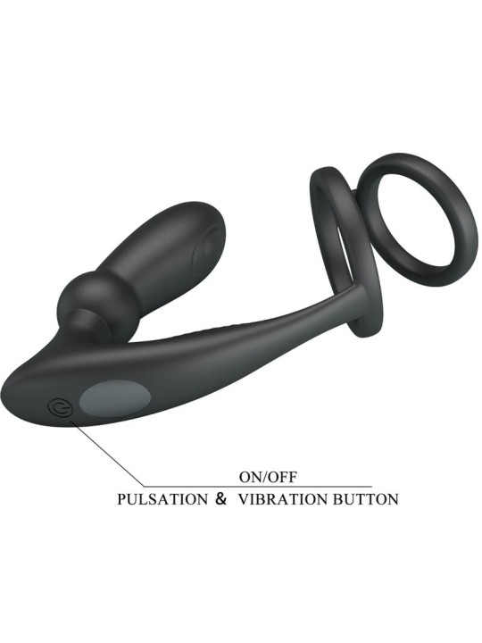 PRETTY LOVE - EMONI PENISRING + ANAL PLUG 12 VIBRATIONEN SCHWARZ