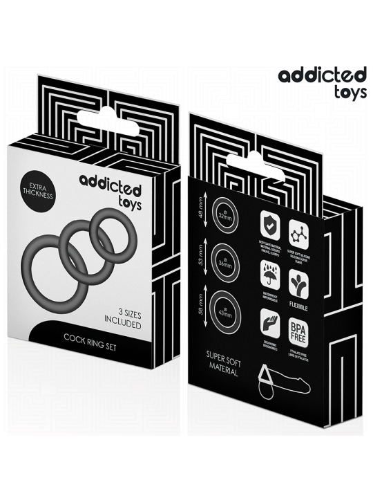 ADDICTED TOYS - CONJUNTO DE ANÉIS DE SILICONE MODELO 1