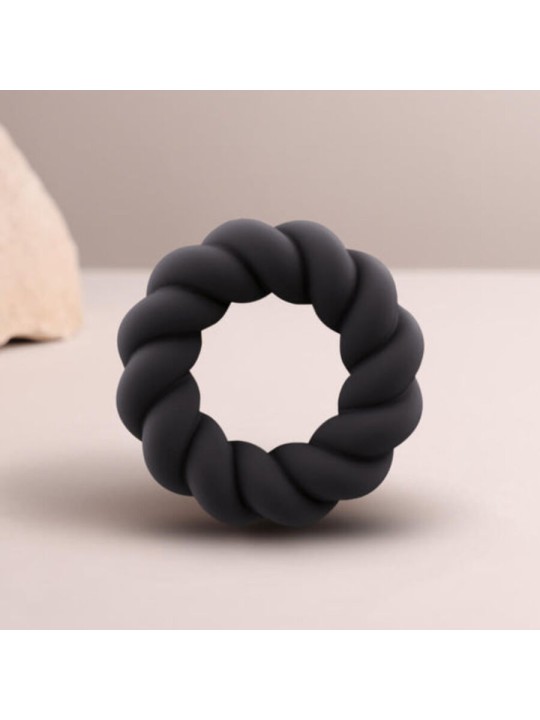 ROCKS-OFF - TWIST ZWARTE SILICONEN MASTURBATORRING