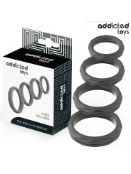 ADDICTED TOYS - SET MIT STRUKTURIERTEM COCKRING IN 4 GRÖSSEN