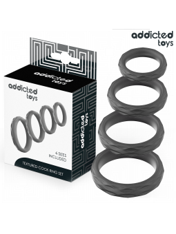 ADDICTED TOYS - SET ANILLOS PENE TEXTURIZADOS 4 TAMAÑOS