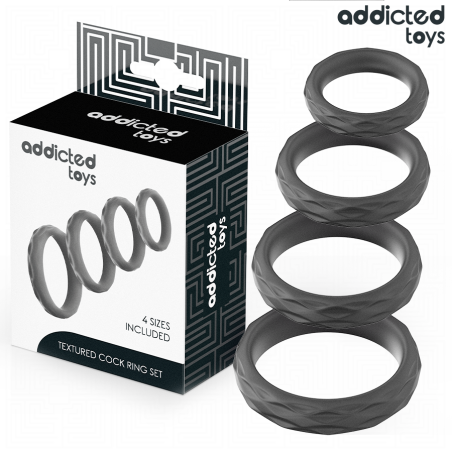 ADDICTED TOYS - SET MET GESTRUCTUREERDE PENISRINGEN IN 4 MATEN