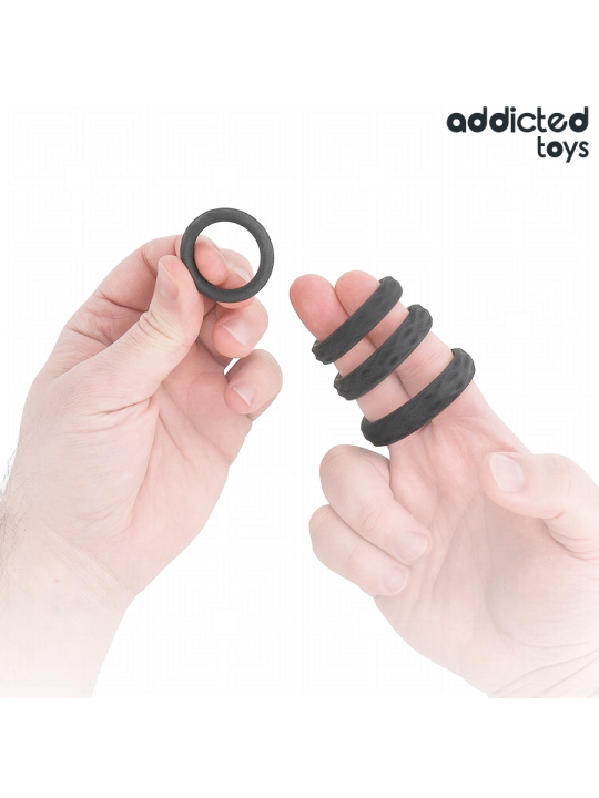 ADDICTED TOYS - SET ANILLOS PENE TEXTURIZADOS 4 TAMAÑOS