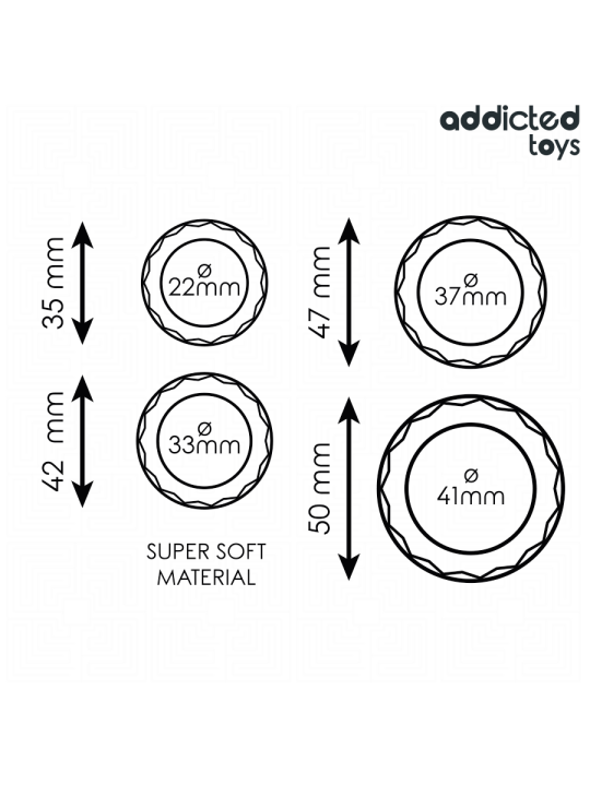 ADDICTED TOYS - SET MET GESTRUCTUREERDE PENISRINGEN IN 4 MATEN