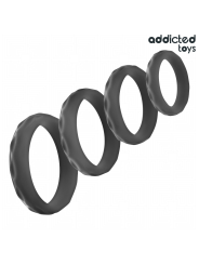 ADDICTED TOYS - ENSEMBLE D'ANNEAUX PÉNIS TEXTURÉS, 4 TAILLES