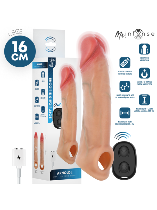 MR INTENSE - CAPA DE SILICONE PARA PÊNIS VIBRADOR ARNOLD L COM CONTROL