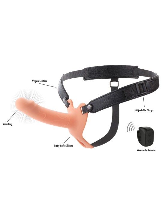 HIDDEN DESIRE - INFERNO STRAP-ON FUNDA PARA PENE CON VIBRACIÓN 16 CM