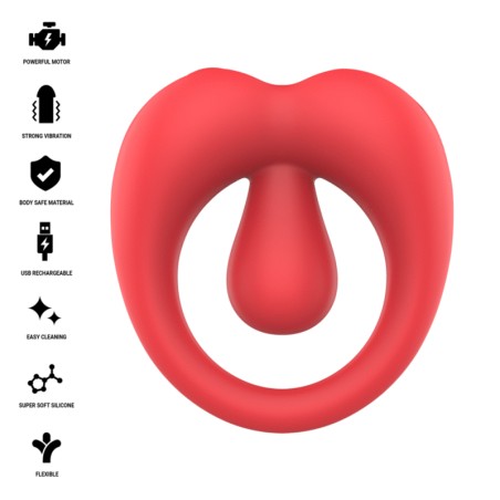 INTENSE - RUSSELL VIBRATING PENIS RING WITH CLITORIS STIMULATION RED