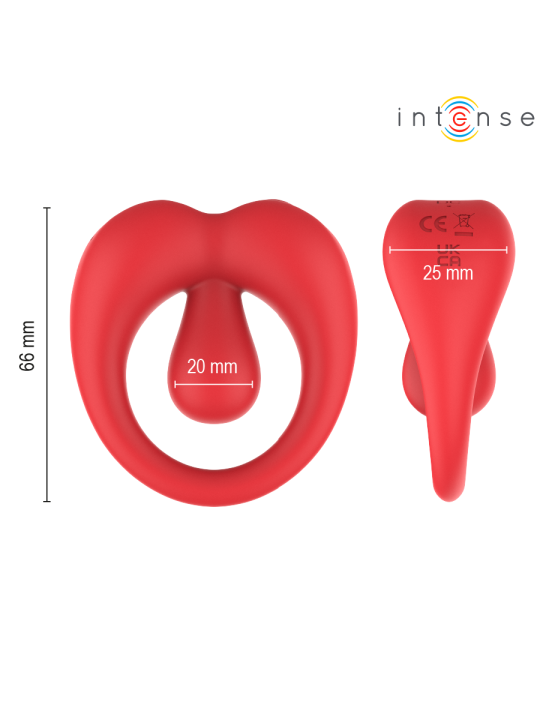 INTENSE - RUSSELL VIBRATING PENIS RING WITH CLITORIS STIMULATION RED