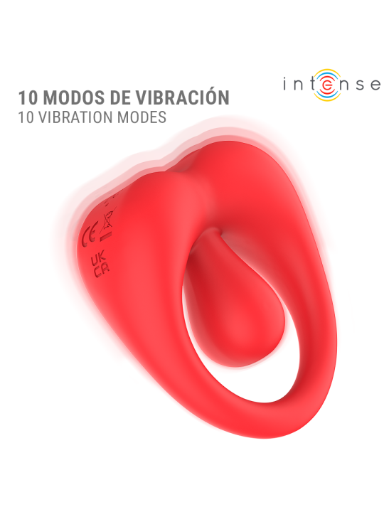 INTENSE - RUSSELL VIBRATING PENIS RING WITH CLITORIS STIMULATION RED