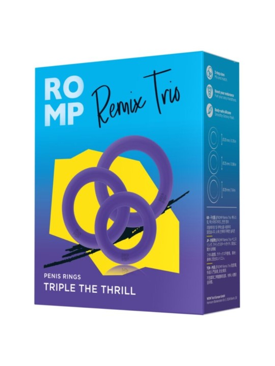 ROMP - REMIX TRIO SET VAN 3 PAARSE SILICONEN PENISRINGEN