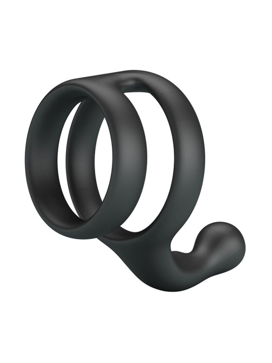 CRAZY BULL - YANCY DOUBLE COCK AND BALL RING BLACK