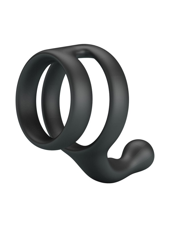 CRAZY BULL - YANCY DOUBLE COCK AND BALL RING BLACK