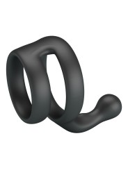 CRAZY BULL - YANCY DOUBLE COCK AND BALL RING BLACK