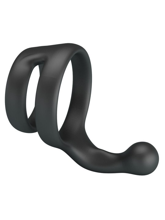 CRAZY BULL - YANCY DOUBLE COCK AND BALL RING BLACK
