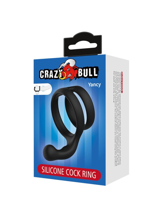 CRAZY BULL - YANCY DOUBLE COCK AND BALL RING BLACK