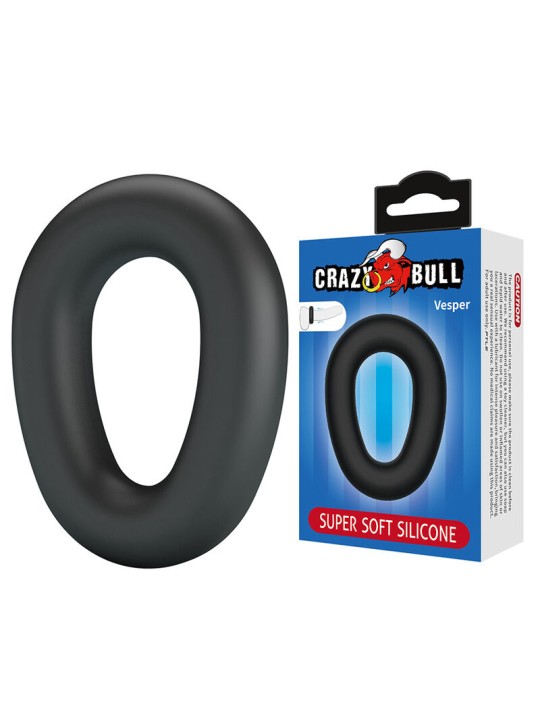 CRAZY BULL - VEPER SUPER SOFT SILICONEN PENISRING ZWART