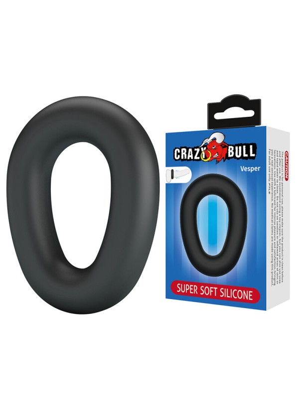 CRAZY BULL - VEPER SUPER SOFT SILICONEN PENISRING ZWART