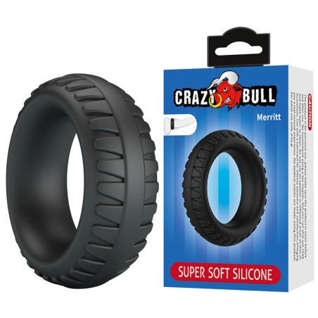 CRAZY BULL - MERRITT GESTRUCTUREERDE SILICONEN PENISRING ZWART