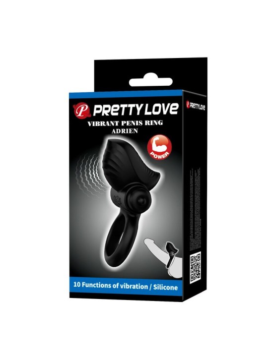 PRETTY LOVE - ANILLO VIBRADOR PARA PENE ADRIEN 10 FUNCIONES NEGRO