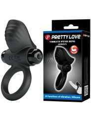 PRETTY LOVE - ANILLO VIBRADOR PARA PENE ADRIEN 10 FUNCIONES NEGRO