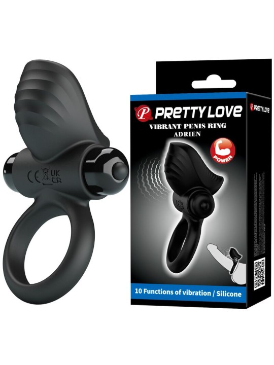 PRETTY LOVE - ADRIEN ANNEAU PÉNIS VIBRANT 10 FONCTIONS NOIR