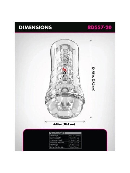 PDX ELITE – VIEWTUBE PLUS TRANSPARENTER STROKER MIT DURCHSICHT UND EZ-