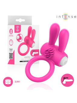 INTENSE - ANEL PENIANO VIBRATÓRIO HOPPS COM ESTIMULAÇÃO CLITÓRICA ROSA