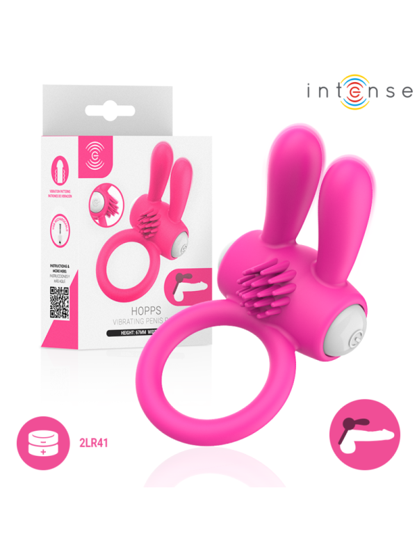 INTENSE - HOPPS ANILLO PARA PENE VIBRADOR CON ESTIMULACIÓN CLITORIANA 