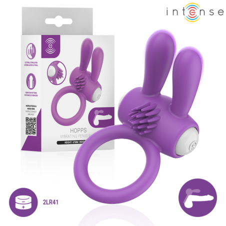 INTENSE - ANNEAU PÉNIS VIBRANT HOPPS AVEC STIMULATION CLITORIALE VIOLE