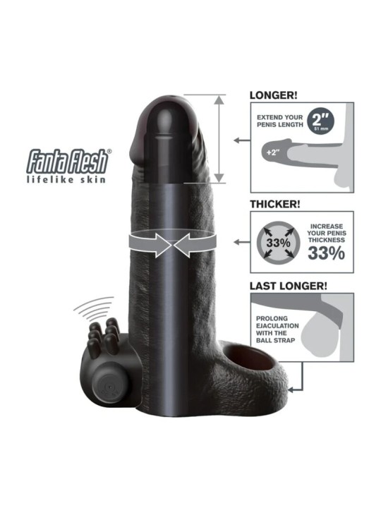 FANTASY X-TENSIONS - VIBRATING REAL FEEL 5CM PENIS EXTENSION SLEEVE BL