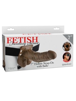 FETISH FANTASY SERIES - STRAP-ON HUECO CON TESTÍCULOS 17.8 CM