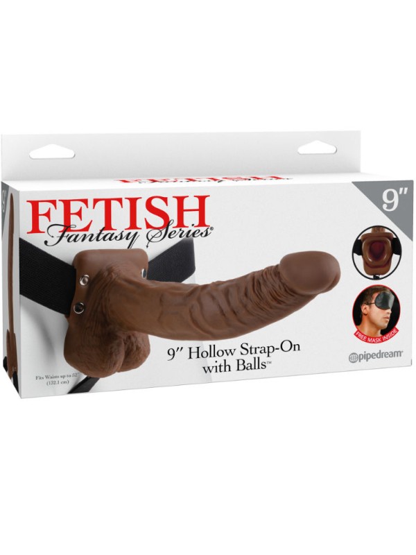 FETISH FANTASY SERIES - SANGLE CREUSE 9 AVEC BOULES 22.9CM MARRON