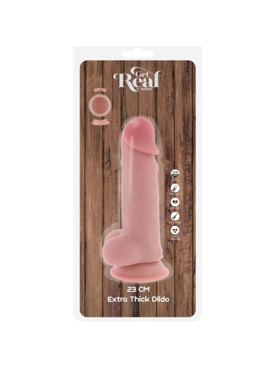 GET REAL - DELUXE REALISTIC PENIS WITH TESTICLES EXTRA THICK 23 CM
