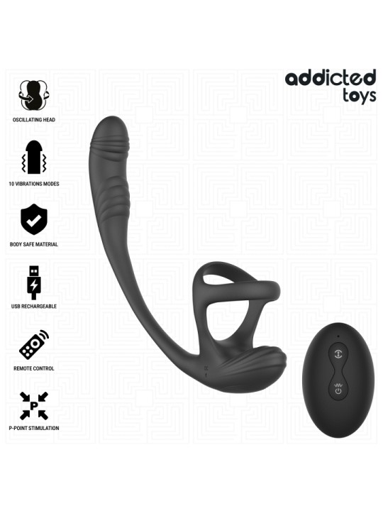 ADDICTED TOYS - PLUG ANAL AVEC VIBRATION, ONDULATION À 360° ET STIMULA