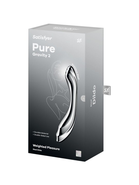 SATISFYER - PURE GRAVITY 2 STAINLESS STEEL DOUBLE-ENDED DILDO