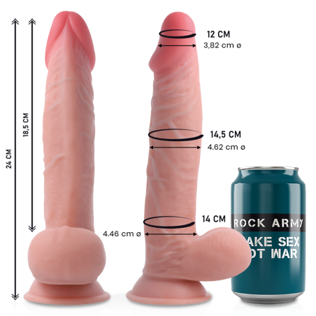 ROCKARMY - DUAL DENSITY SHERMAN REALISTISCHE DILDO 24 CM -OF- 4.62 CM