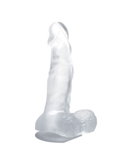 BAILE - REALISTISCHE DILDO MET ZUIGNAP EN TESTIKELEN 16,7 CM TRANSPARA