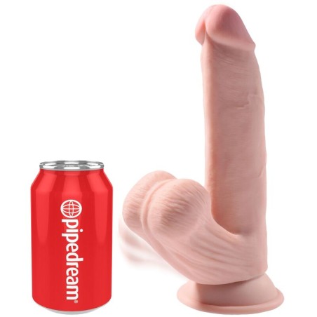 KING COCK - PLUS 3D DILDO SWINGING BALLEN 24,5 CM NATUURLIJK