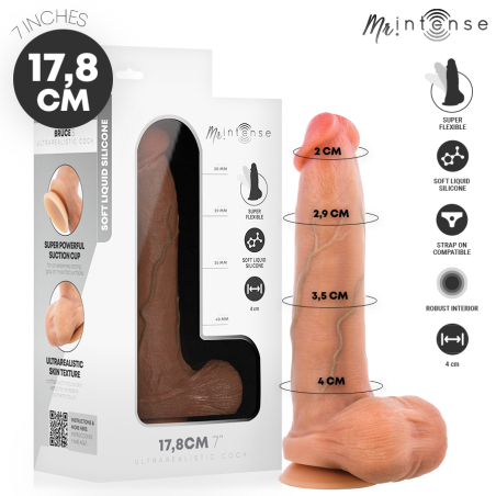 MR INTENSE - BRUCE S GODEMICHET EN SILICONE AVEC TESTICULES 17,8 CM -Ø