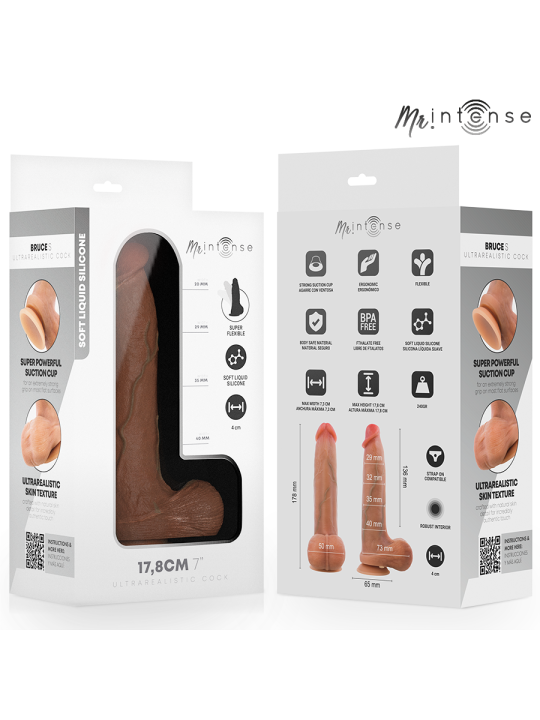 MR INTENSE - BRUCE S SILICONE DILDO MET TESTIKELS 17,8 CM -Ø- 4 CM
