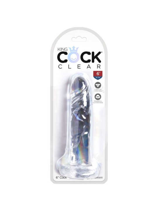 KING COCK - CLEAR PÊNIS REALÍSTICO 15.5 CM TRANSPARENTE