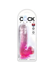 KING COCK - CLEAR PÊNIS REALÍSTICO COM BOLAS 13.5 CM ROSA
